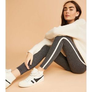 Lou & Grey Gray Leggings with White Stripe